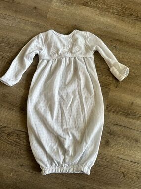 Vintage Baby Dior White Long-Sleeve Infant Sleep Gown with Delicate Embroidery